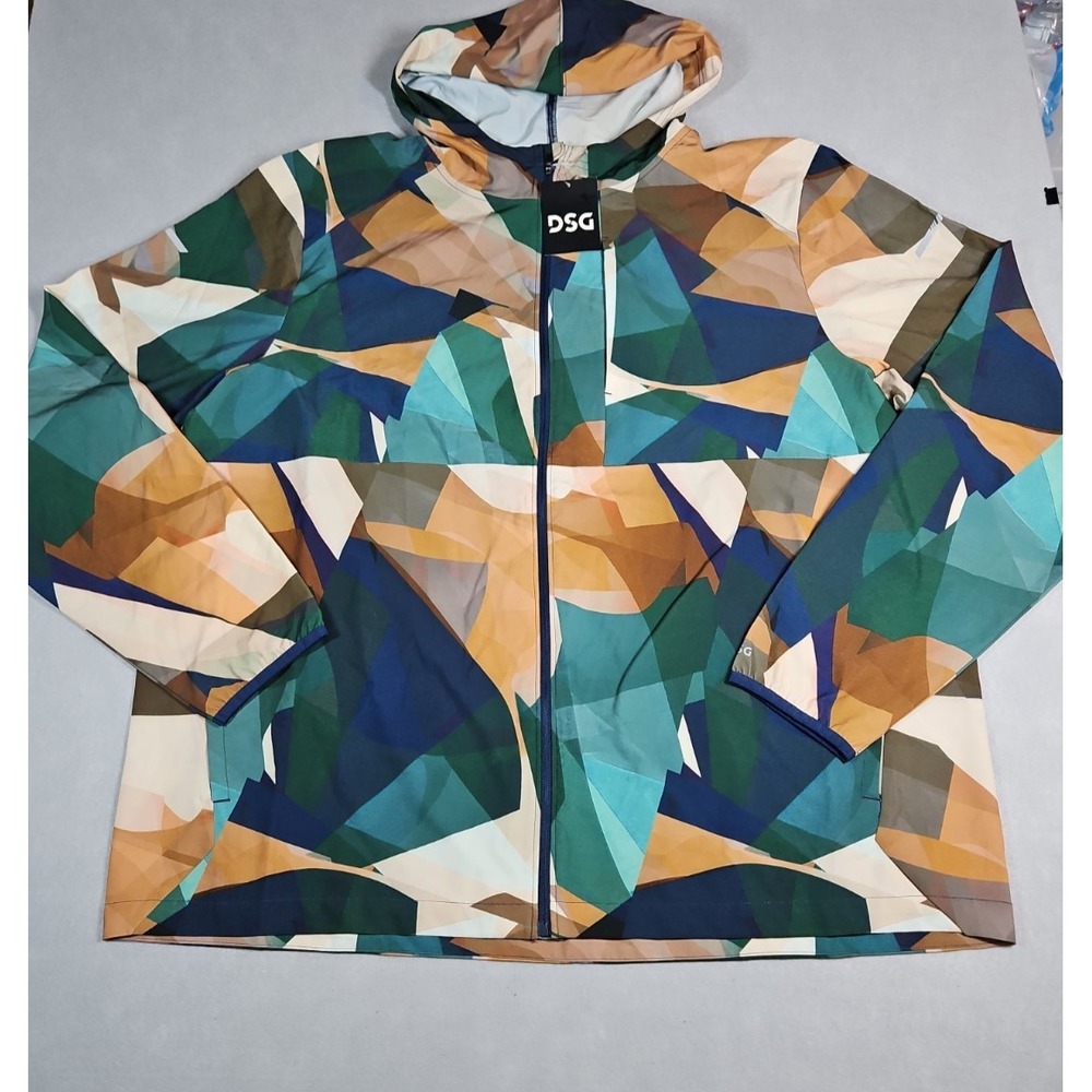 DSG Mens Multicolor Full Zip Hooded Running Jacket Size XXL NWT
